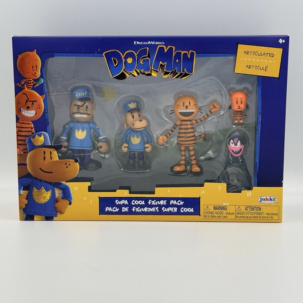 Dog Man Movie Action 5ct Figures Multipack 2025 Jakks Pacific Dreamworks Toys